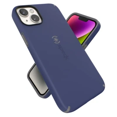 Abbildung von Speck iPhone 15 Plus &amp; 14 Hülle Schlanke Handyhülle mit Fallschutz, Kratzfest Soft Touch für 6,7 Zoll Zweilagige Hülle, Preußischblau/Wolkengrau CandyShell Pro