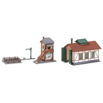 Abbildung von Faller Modelleisenbahn Set 222108 N Nebenbahnlokschuppen mit Blockstelle