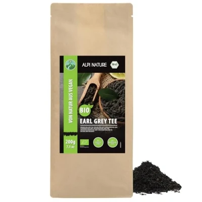Abbildung von Bio Earl Grey Tee 200g, Loser mit Bergamotte Öl, Schwarzer aus kontrolliert biologischem Anbau, getrocknet, Schwarztee geschnitten