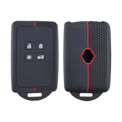 Abbildung von 4 Tasten Autoschlüssel Cover Schlüsselkarte Hülle für Renaul t Clio Megane Koleos Kadjar Kangoo Twingo Talisman Captur Espace Dacia Duster Silikon Schlüsselanhänger Protector (Rot)