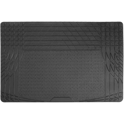 Abbildung von Sakura schwarze Kofferraummatte aus Gummi SS5125 schützt Ihren Fahrzeugteppich 120 x 80 cm passend für alle Pkw auf Passform schneiden