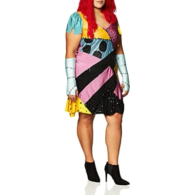 Abbildung von Disguise Damen Tim Burtons The Nightmare Before Christmas Sally Glam Kostüm für Erwachsene, Gelb/Schwarz/Violett, XL (18 20)