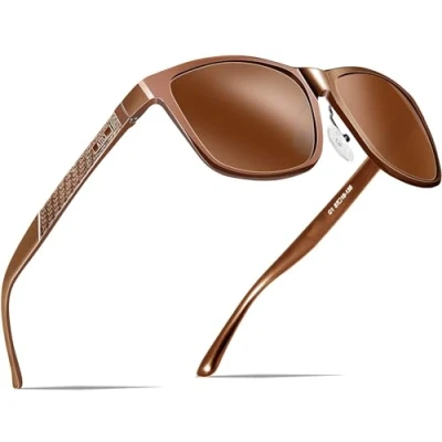 Abbildung von ATTCL Herren Polarisierte Fahren Sonnenbrille Al Mg Metall Rahme Ultra Leicht 8587 brown UV400 CAT 3 CE