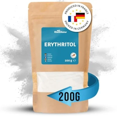 Abbildung von RheinNatur Erythrit 200 g Zuckerersatz ohne Kalorien mit 70% der Süßkraft von Zucker Vegan, glutenfrei &amp; für Diabetiker geeignet