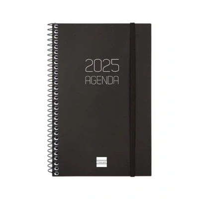 Abbildung von Finocam Spiralkalender, blickdicht, 2025, Woche auf 1 Seite, horizontale Darstellung Januar 2025 Dezember (12 Monate), Schwarz Französisch