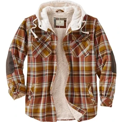 Abbildung von Legendary Whitetails Herren Camp Night Berber Gefüttert Kapuze Flanell Hemdjacke, Arrowood Barnwood Plaid, L