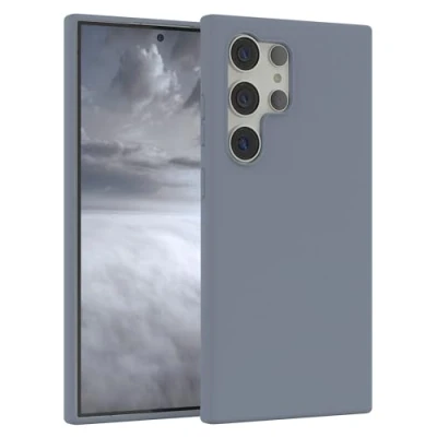 Abbildung von EAZY CASE Premium Silikon Handyhülle kompatibel mit Samsung Galaxy S24 Ultra, Slimcover Kameraschutz und Innenfutter, Silikonhülle, Schutzhülle, Bumper, Handy Case, Hülle, Softcase, Blau Grau