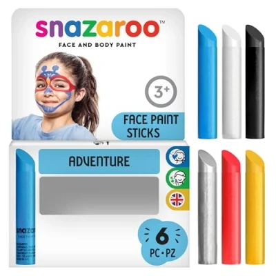 Abbildung von Snazaroo 1172021 Schminkstifte im Set Adventure 6 Gesichts und Körperfarben, Hautfreundlich, Abwaschbar auf Wasserbasis Perfekt für Halloween, Feiertags Make up, Karneval