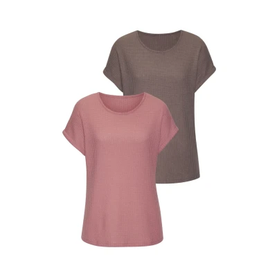 Abbildung von Vivance 2 PACK Tshirt basic, Damen, Größe: 32/34, Beere taupe