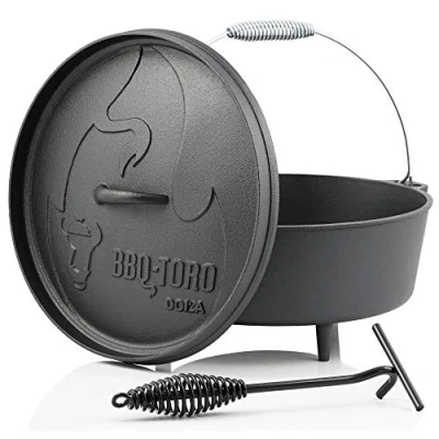 Abbildung von BBQ Toro Grilltopf Dutch Oven DO12A, 10,7 L Alpha Gusseisen Kochtopf, Gusstopf, (3 tlg)