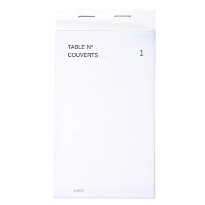 Abbildung von Exacompta Ref. 96202E Packung mit 10 Blöcken Restaurantauftragsbuch 50 weiße Blätter in 3 nummerierten Exemplaren Vertikales Format 8 x 15 cm