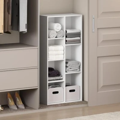 Abbildung von Furinno Reed Scaffale aperto multiuso a 7 cubi per riporre vestiti e armadi, Weiß