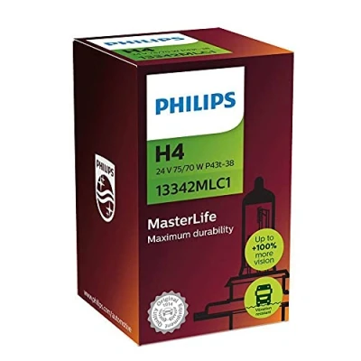 Abbildung von PHILIPS 13342MLC1 Glühlampe, Fernscheinwerfer H4 24V 75/70W Halogen MAN: L 2000, M 2000 M, TGX, MERCEDES BENZ: ATEGO, T2/LN1 Kipper, LK/LN2