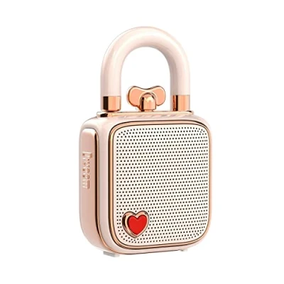 Abbildung von divoom Love Lock Bluetooth Lautsprecher, Klein Tragbarer Musikbox, Wireless Stereo Pairing Retro Soundbox, Cute Desktop Deko, for Mädchen，Rosa