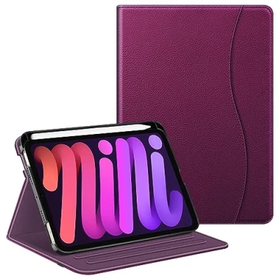 Abbildung von Fintie Hülle für iPad Mini 7 (A17 Pro) 2024 / 6 2021 8.3 Zoll mit Stifthalter [Eckenschutz] Multi Winkel Betrachtung Folio Stand Schutzhülle Dokumentschlitze, Lila