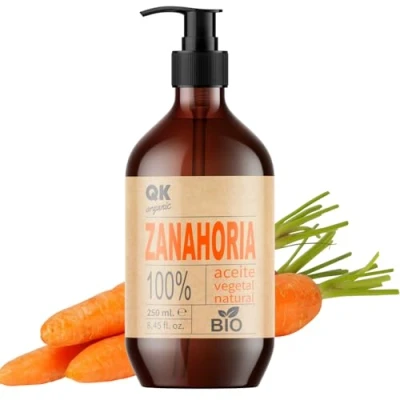 Abbildung von Qknatur KAROTTENÖL 250 ml 100% rein und natürlich natürlicher Sonnenbräuner spendet Feuchtigkeit verjüngt die Haut repariert, pflegt das Haar