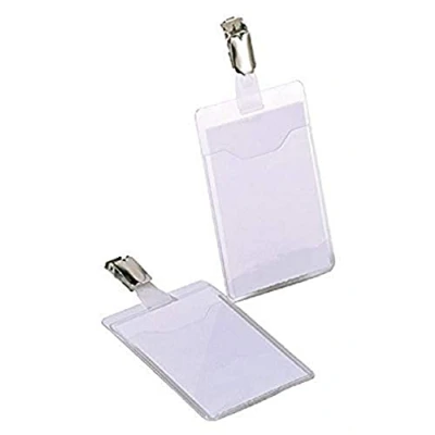 Abbildung von Durable Namensschild (mit Clip, 90 x 60 mm, Kunststoff) Packung à 25 Stück, transparent, 810719