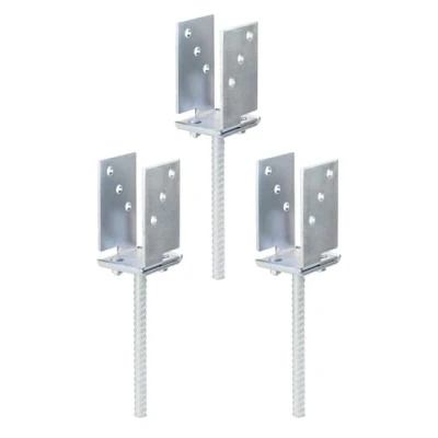 Abbildung von Alberts U Pfostenträger, (Set, 3 St.), galvanisch verzinkt, Breite 71 131 mm, Betonanker 200 mm