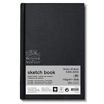 Abbildung von Winsor &amp; Newton 6673017 Skizzenbuch mit 80 Blatt Skizzenpapier, 110 g/m², Hardcover gebunden Rückenleimung, mikroperforieten Blättern 17,8 x 25,4cm