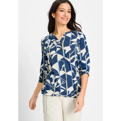 Abbildung von Olsen MIT Gummizug AM SAUM Langarmshirt, Damen, Größe: 44, Blau