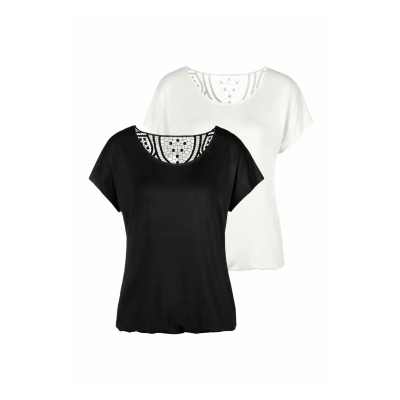 Abbildung von Lascana 2 PACK Bluse, Damen, Größe: 32/34, Creme/schwarz