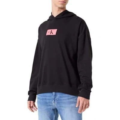 Abbildung von Calvin Klein Herren L/S Hoodie 000NM2416E Heavyweight Sweatshirts, Schwarz (Black W/Calypso Coral), XL