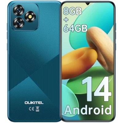 Abbildung von OUKITEL C53 Android 14 Smartphone Ohne Vertrag 8GB+64GB/1TB erweiterbar Handy Vertrag, Octa Core 6,6&quot; HD+ Smartphone, 13MP+5MP Kamera 4300mAh, 4G Dual SIM Simlockfreie Handys, Gesicht/GPS, Blau