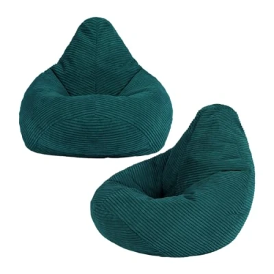 Abbildung von Icon Dalton Sitzsack Kinder, Blaugrün, 2er Pack, Flauschiger Cord Stoff, mit Füllung, Bequemer Kinder Gaming Sessel, Kuschelsessel, Lese Schlafzimmer, Kinderzimmer, Spielzimmer