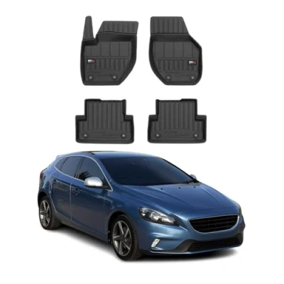 Abbildung von Fußmatten Gummimatten kompatibel mit Volvo V40 2012 2019 OMAC Premium 3D Schwarz TPE Gummi
