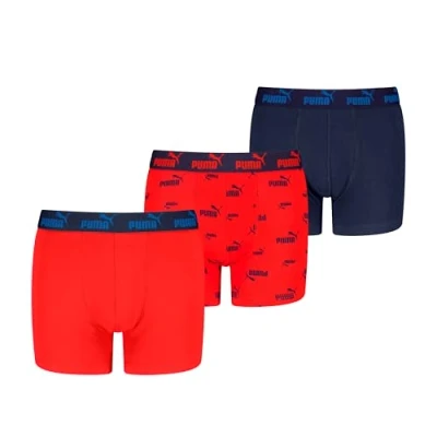 Abbildung von PUMA Boy&#039;s Elements Boxer, red/Navy, 122/128 (3er Pack)