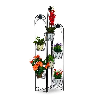 Abbildung von relaxdays Pflanzentreppe Blumenständer Metall Paravent