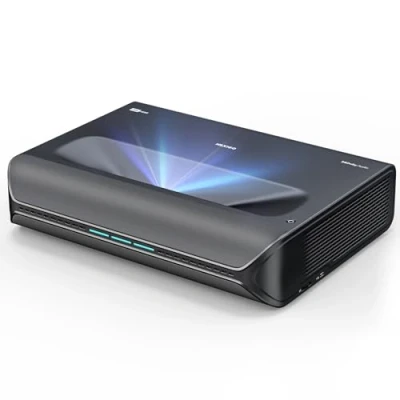 Abbildung von NexiGo Aurora Pro, Ultra Kurzdistanz 4K Tri Color Beamer Laser, 2400 Lumen, Dynamische Laserdimmung, Dolby Vision &amp; Atmos, HDR10, HLG, Aktives 3D, 60W Lautsprecher, UST Laser TV