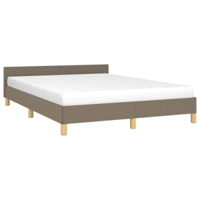 Abbildung von vidaXL Bettgestell mit Kopfteil, Bettrahmen Lattenrost, Bett Polsterbett Stützbeinen, Schlafzimmerbett Doppelbett, Taupe 140x200cm Stoff