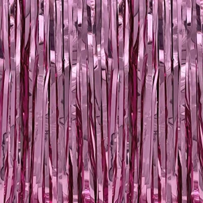Abbildung von Oblique Unique® Lametta Vorhang 92x245 cm Rosa Deko für Weihnachten Weihnachtsbaum Silvester Geburtstag Party Fasching Karneval Dekoration