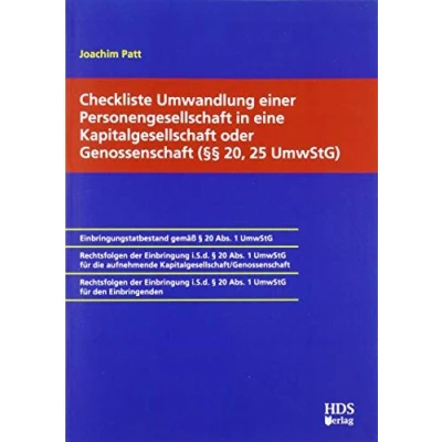 Abbildung von Checkliste Umwandlung einer Personengesellschaft in eine Kapitalgesellschaft oder Genossenschaft (§§ 20, 25 UmwStG)