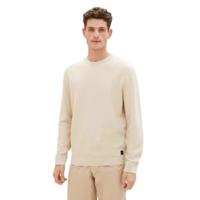 Abbildung von TOM TAILOR Herren Strickpullover mit Farbverlauf, 35030 Beige White Stripe Design, XL