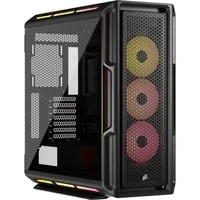 Abbildung von CORSAIR iCUE LINK 5000T LX RGB Mid Tower ATX PC Gehäuse 3X Vorinstallierte LX120 Lüfter, Integriert Aurora Lichtstreifen, Geräumiges Interieur, Inklusive Systemnabe Schwarz