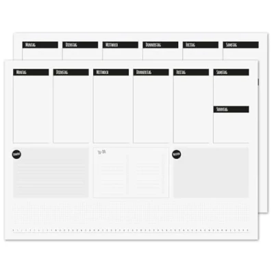 Abbildung von 2er Set Schreibtischunterlagen To do Planer schlicht DIN A2 25 Blatt Wochenplaner Schreiben Organizer zum Beschreiben neutrale Übersicht dv1194