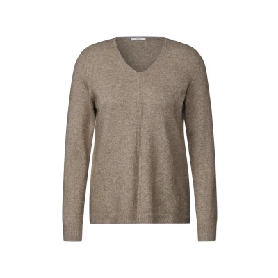 Abbildung von Cecil MIT Vausschnitt Strickpullover, Damen, Größe: Small, Braun