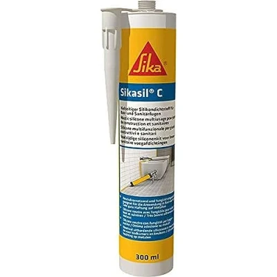 Abbildung von Sika Sikasil C Sanitär Silikon für Bad und Küche Betongrau Kartusche 300ml Schutz vor Schimmel zum Verfugen Abdichten