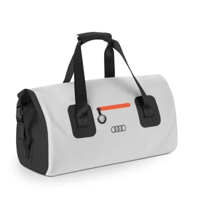 Abbildung von Audi 3152400800 Reisetasche Duffle Bag Tragetasche Sporttasche, wasserdicht, mit Ringe Logo, grau