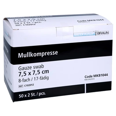 Abbildung von Mullkompressen 7,5x7,5 cm steril 50X2 St