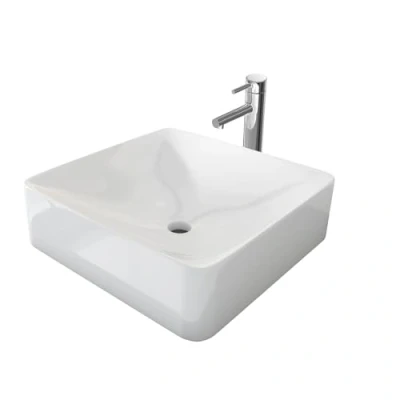 Abbildung von EMKE Aufsatzwaschbecken Waschbecken 40 x 12 cm,Klein Gäste WC, Handwaschbecken Bad Keramikwaschbecken Waschplatz Aufsatzbecken Eckig Waschschale Waschtisch Weiß