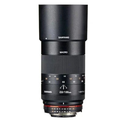 Abbildung von Samyang 100mm F2.8 Makro für Nikon F Vollformat und APS C Macro Teleobjektiv Festbrennweite Mount, manueller Fokus, D6, D780, D850, D5, D750, D3500, D7500, D500