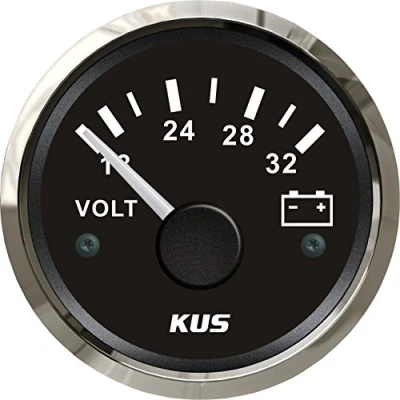 Abbildung von KUS Garantie Voltmeter Voltage Gauge Meter 24V / 18 32V Mit Hintergrundbeleuchtung 52MM (2&quot;) (Schwarz)