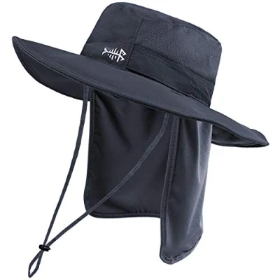 Abbildung von Bassdash Sonnenhut Fischerhut Bucket Hut UPF 50+ UV Schutz Wasserdichter taktischer Angelhut mit breiter Krempe Einstellbare Größe Abnehmbarer Halsklappe für Männer und Frauen