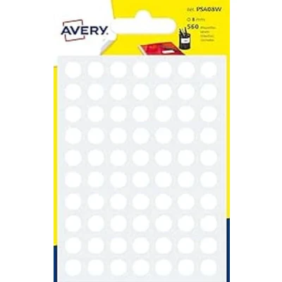 Abbildung von Avery 560 Pastilles Ø8 mm Brett A6 Weiß (psa08 W)