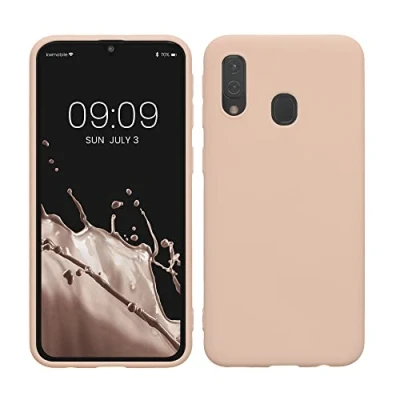 Abbildung von kwmobile Hülle kompatibel mit Samsung Galaxy A40 weiches TPU Silikon Case Cover geeignet für kabelloses Laden Coconut Swirl