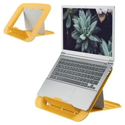 Abbildung von Leitz Höhenverstellbarer Laptopständer, Notebook Ständer mit 4 Höhen für 13“ 15“ Notebooks, Kompakte Laptop Erhöhung den Schreibtisch, IGR zertifiziert, Ergo Cosy Serie, Gelb, 64260019