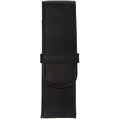 Abbildung von Alassio 2610 Schreibgeräteetui aus echtem Leder, Etui in schwarz, Stiftetui ca. 14 x 4,5 2,5 cm, Lederetui für 2 Stifte